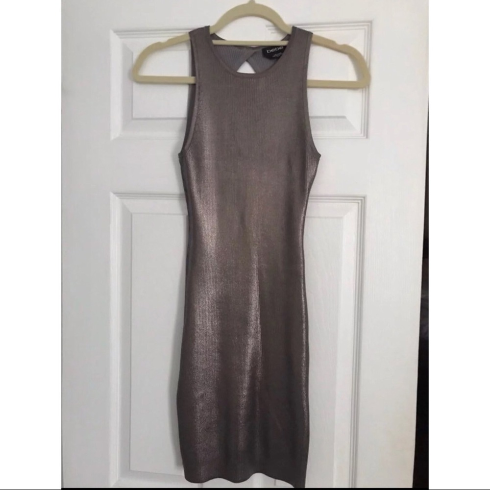 SALES Bebe Silver Metallic Sleeveless short Dress